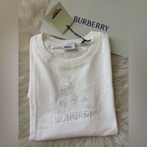 Burberry White Embroidered T-Shirt